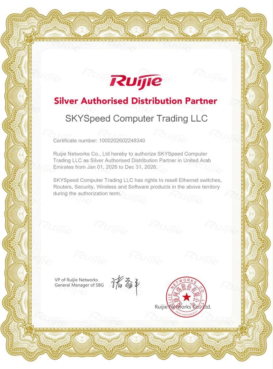 Ruijie Silver Authorised Distribution Partner Certificate